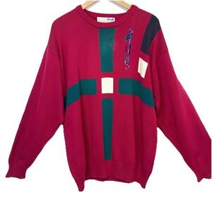 Vintage Pringle Golf Sweater Oversized Color‎ Block 100% Cotton Men Large READ